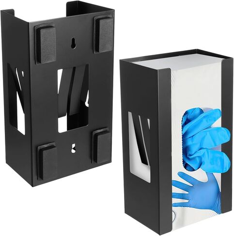 2 Pcs Magnetic Glove Box Holder - Wall Mounted Magnetic Glove Dispenser,Black Towels Wipes Paper Tissue Glove Box Holder for Hospital Home Office Organizing Accessories in Kuwait