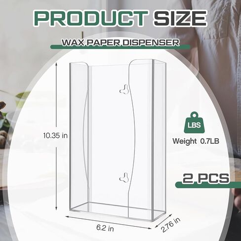 2 Pcs 10.35 x 6.2 x 2.76 Inches Acrylic Wax Paper Dispenser, Bidirectional Lock Holes, Wall-Mounted or Placed on a Table for Family Kitchen Restaurant in Saudi Arabia