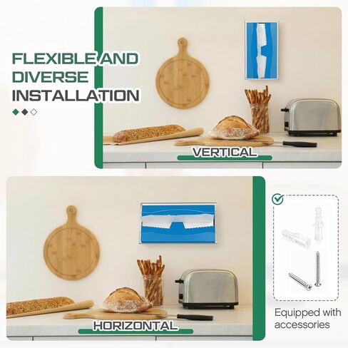 2 Pcs 10.35 x 6.2 x 2.76 Inches Acrylic Wax Paper Dispenser, Bidirectional Lock Holes, Wall-Mounted or Placed on a Table for Family Kitchen Restaurant in Saudi Arabia