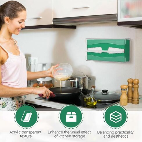 2 Pcs 10.35 x 6.2 x 2.76 Inches Acrylic Wax Paper Dispenser, Bidirectional Lock Holes, Wall-Mounted or Placed on a Table for Family Kitchen Restaurant in Saudi Arabia