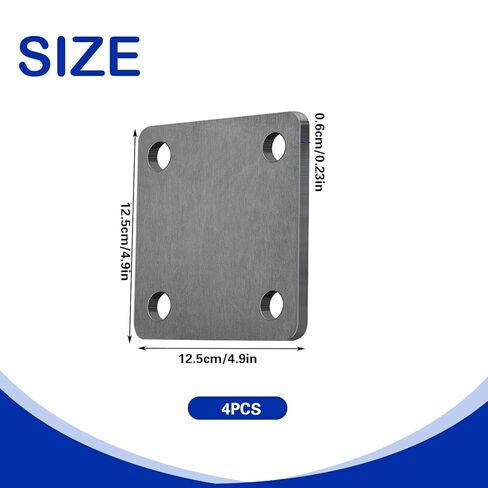 4 PCS 5'' x 5'' Steel Base Plate with 4 Holes, 1/4'' Thickness Square Weldable Heavy Duty Metal Sheet for Structure Support and Industrial Use, Fit 1/2'' Bolt in Saudi Arabia