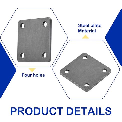 4 PCS 5'' x 5'' Steel Base Plate with 4 Holes, 1/4'' Thickness Square Weldable Heavy Duty Metal Sheet for Structure Support and Industrial Use, Fit 1/2'' Bolt in Saudi Arabia