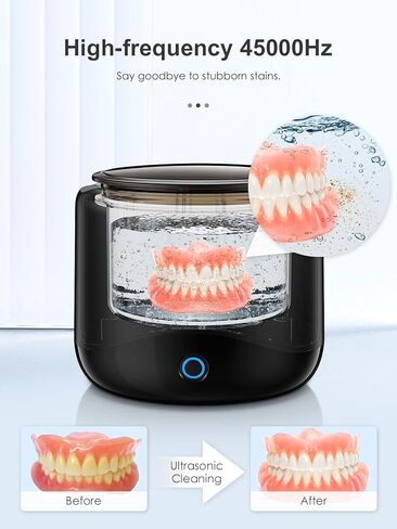 منظف ​​المثبات بالموجات فوق الصوتية، آلة تنظيف المثبت 45 كيلو هرتز لأطقم الأسنان، واقيات الفم، والمصففات، والأقواس، ورؤوس فرشاة الأسنان والمجوهرات، وكبسولة تنظيف الأسنان 230 مل مع 3 أوضاع ومؤقت رقمي in Kuwait