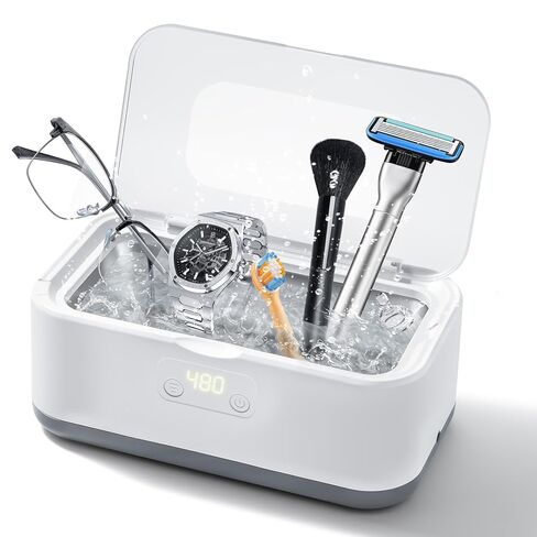 منظف ​​المجوهرات بالموجات فوق الصوتية، LXIANGN 49 كيلو هرتز 40 وات آلة تنظيف بالموجات فوق الصوتية الاحترافية مع مؤقت رقمي للنظارات والقلائد والمثبتات والخواتم وأطقم الأسنان - 5 أوضاع للوقت، 27 أونصة، 304 فولاذ مقاوم للصدأ (رمادي) in Kuwait