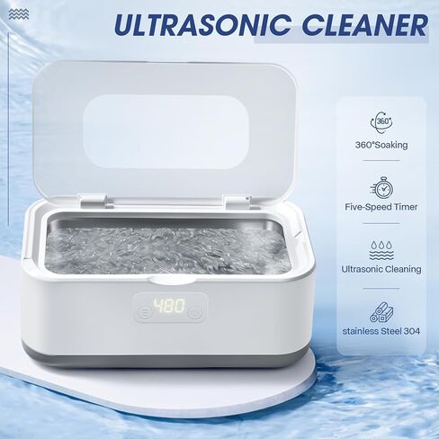 منظف ​​المجوهرات بالموجات فوق الصوتية، LXIANGN 49 كيلو هرتز 40 وات آلة تنظيف بالموجات فوق الصوتية الاحترافية مع مؤقت رقمي للنظارات والقلائد والمثبتات والخواتم وأطقم الأسنان - 5 أوضاع للوقت، 27 أونصة، 304 فولاذ مقاوم للصدأ (رمادي) in Kuwait