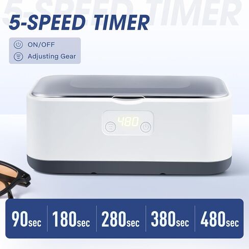 منظف ​​المجوهرات بالموجات فوق الصوتية، LXIANGN 49 كيلو هرتز 40 وات آلة تنظيف بالموجات فوق الصوتية الاحترافية مع مؤقت رقمي للنظارات والقلائد والمثبتات والخواتم وأطقم الأسنان - 5 أوضاع للوقت، 27 أونصة، 304 فولاذ مقاوم للصدأ (رمادي) in Kuwait