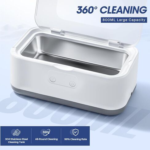 منظف ​​المجوهرات بالموجات فوق الصوتية، LXIANGN 49 كيلو هرتز 40 وات آلة تنظيف بالموجات فوق الصوتية الاحترافية مع مؤقت رقمي للنظارات والقلائد والمثبتات والخواتم وأطقم الأسنان - 5 أوضاع للوقت، 27 أونصة، 304 فولاذ مقاوم للصدأ (رمادي) in Kuwait