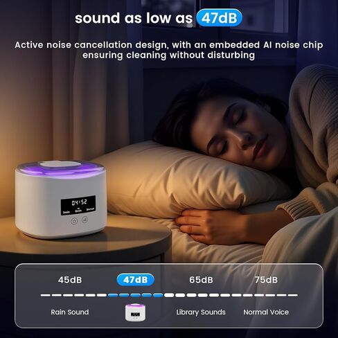 Upgraded Rechargeable Ultrasonic Retainer Cleaner, Upgraded Motor | 50KHz Ultrasonic丨4.0 smart chip丨Smart Noise Reduction | 280ML Capacity for Denture, Mouth Guard, Aligner, Night Guard, Braces in Kuwait