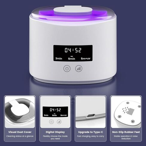 Upgraded Rechargeable Ultrasonic Retainer Cleaner, Upgraded Motor | 50KHz Ultrasonic丨4.0 smart chip丨Smart Noise Reduction | 280ML Capacity for Denture, Mouth Guard, Aligner, Night Guard, Braces in Kuwait