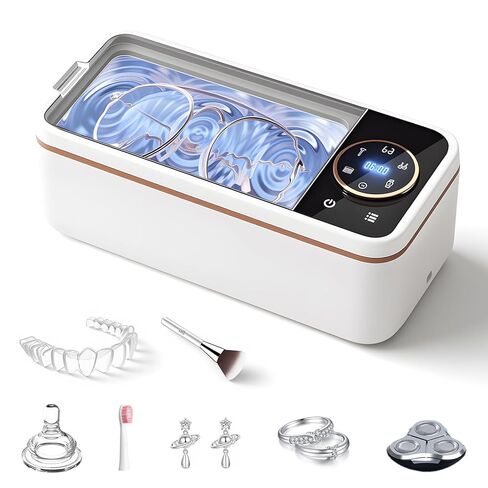 Ultrasonic Jewelry Cleaner, 45KHz Ultrasonic Cleaner Machine with 12oz 304 Stainless Steel Tank，6 Cleaning Modes & Digital Timer for Jewelry,Eyeglass,Rings,Dentures in Kuwait