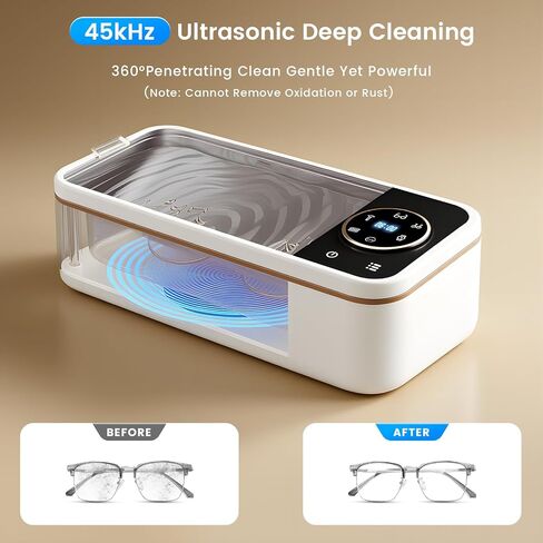 Ultrasonic Jewelry Cleaner, 45KHz Ultrasonic Cleaner Machine with 12oz 304 Stainless Steel Tank，6 Cleaning Modes & Digital Timer for Jewelry,Eyeglass,Rings,Dentures in Kuwait