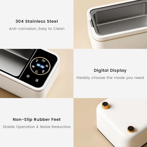 Ultrasonic Jewelry Cleaner, 45KHz Ultrasonic Cleaner Machine with 12oz 304 Stainless Steel Tank，6 Cleaning Modes & Digital Timer for Jewelry,Eyeglass,Rings,Dentures in Kuwait