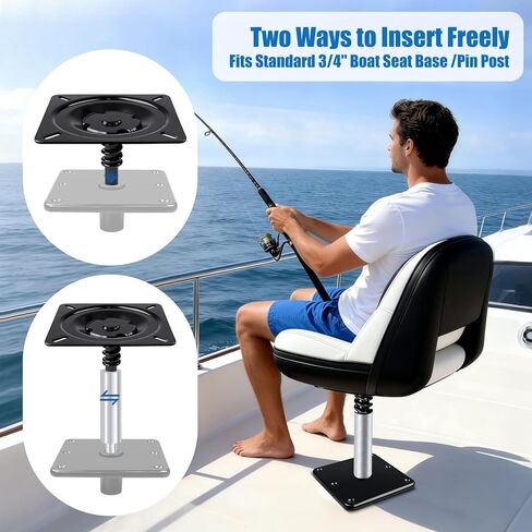 Boat Seat Pin Mount - Zinc Plated Steel Pedestal Base for 3/4″ Marine Post, Compatible with Pontoon/Jon Boats - 2Pack in Saudi Arabia