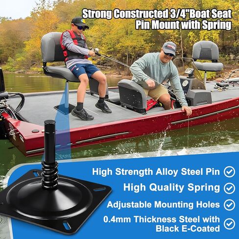 Boat Seat Pin Mount - Zinc Plated Steel Pedestal Base for 3/4″ Marine Post, Compatible with Pontoon/Jon Boats - 2Pack in Saudi Arabia