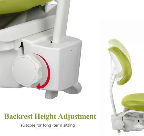 كرسي مجهر أسنان Ergo-Foot مع وضع ديناميكي ذكي - تصميم قابل لضبط الارتفاع، ومساند للأذرع دوارة 360 درجة ومسند ظهر متكيف لطب الأسنان الدقيق، اللون أخضر in Kuwait