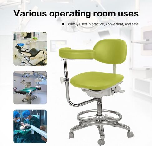 كرسي مجهر أسنان Ergo-Foot مع وضع ديناميكي ذكي - تصميم قابل لضبط الارتفاع، ومساند للأذرع دوارة 360 درجة ومسند ظهر متكيف لطب الأسنان الدقيق، اللون أخضر in Kuwait