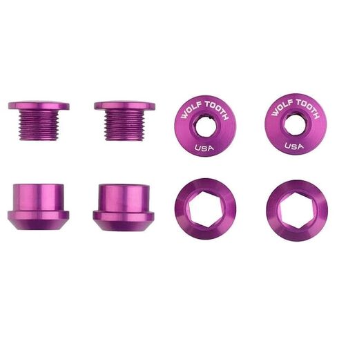 Wolf Tooth Set of 4 Chainring Bolts+Nuts for 1X - 4 pcs. Ultraviolet Purple 6mm in Saudi Arabia