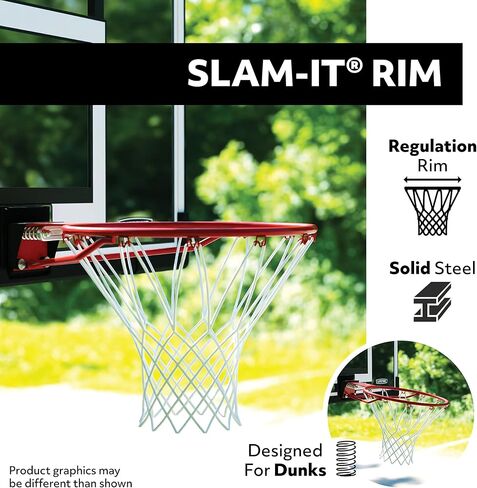 Lifetime Portable Basketball Hoop, 50 Inch Shatterproof Fusion Backboard, Adjustable Height 8-10 Ft, Broomstick Adjust, Base with Wheels, Slam-It Rim in Saudi Arabia