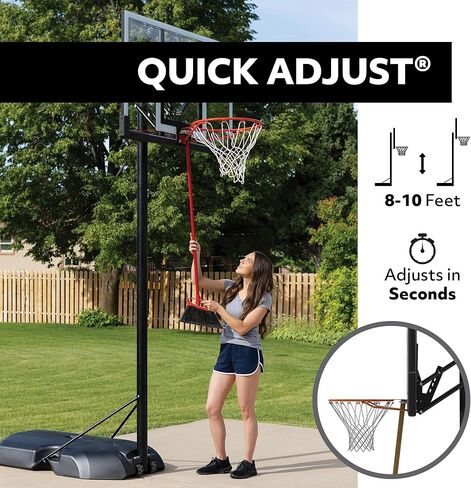 Lifetime Portable Basketball Hoop, 50 Inch Shatterproof Fusion Backboard, Adjustable Height 8-10 Ft, Broomstick Adjust, Base with Wheels, Slam-It Rim in Saudi Arabia