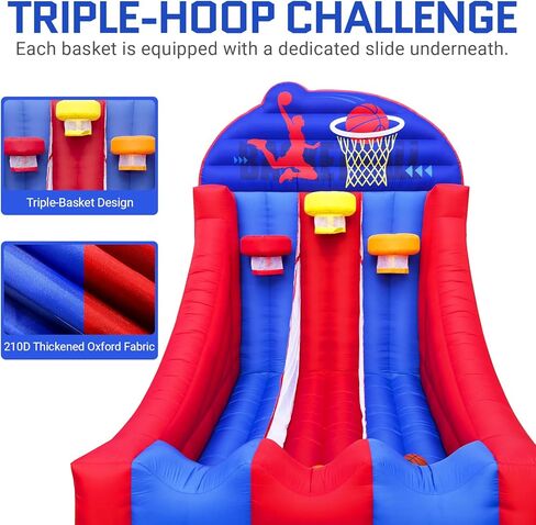 لعبة كرة السلة القابلة للنفخ من أوزيس، لعبة كرة السلة التفاعلية القابلة للنفخ للحفلات مع 3 كرات ومنفاخ سهلة الإعداد مثالية للحفلات والأحداث الرياضية ولعب الفناء الخلفي والأحداث التجارية in Kuwait