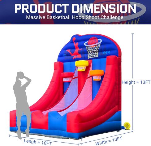 لعبة كرة السلة القابلة للنفخ من أوزيس، لعبة كرة السلة التفاعلية القابلة للنفخ للحفلات مع 3 كرات ومنفاخ سهلة الإعداد مثالية للحفلات والأحداث الرياضية ولعب الفناء الخلفي والأحداث التجارية in Kuwait