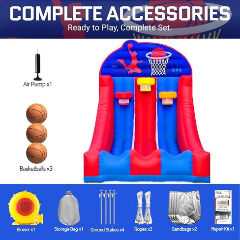 لعبة كرة السلة القابلة للنفخ من أوزيس، لعبة كرة السلة التفاعلية القابلة للنفخ للحفلات مع 3 كرات ومنفاخ سهلة الإعداد مثالية للحفلات والأحداث الرياضية ولعب الفناء الخلفي والأحداث التجارية in Kuwait