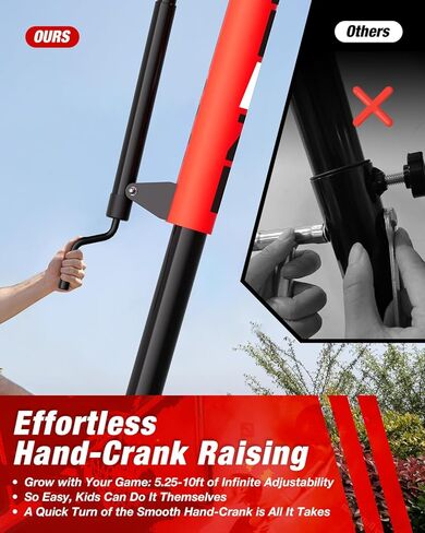 طوق كرة السلة في الهواء الطلق بارتفاع 5.3-10 أقدام قابل للتعديل، نظام هدف كرة السلة المحمول مع لوحة خلفية مقاومة للكسر مقاس 45 بوصة لجميع الأعمار في الفناء الخلفي/الممر/الداخلي in Kuwait