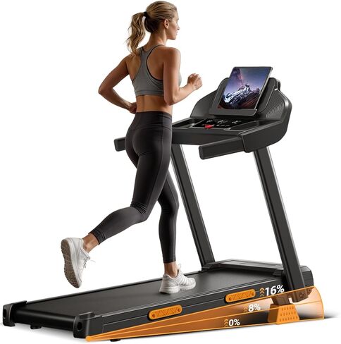 16% Treadmills for Home with Handle, 3 in 1 Portable Treadmill with Incline, Foldable Treadmill with Three Screen, 12 Preset Programs, 400LBS in Kuwait