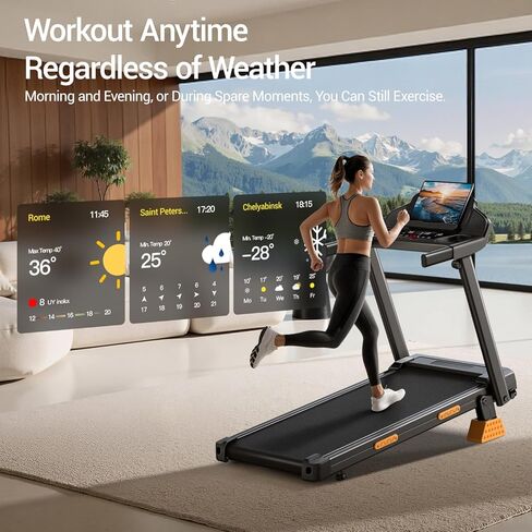 16% Treadmills for Home with Handle, 3 in 1 Portable Treadmill with Incline, Foldable Treadmill with Three Screen, 12 Preset Programs, 400LBS in Kuwait