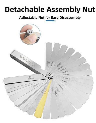 32 Blades Stainless Steel Feeler Gauge, 0.04-0.88 mm (0.0015-0.035 inches) Precision Gap Measuring Tool, Used to Measure The Gap Width or Thickness of Spark Plug Pistons. in Saudi Arabia