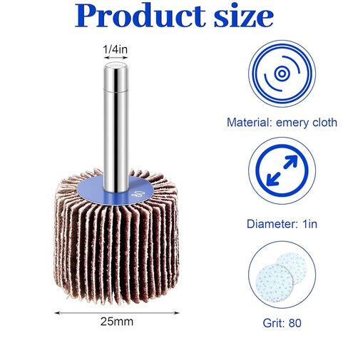 50 Pack Abrasive Flap Wheel Sande, 1" x 1" x 1/4" Shank Mounted Flap Wheels, 80 Grit Aluminum Oxide for Remove Rust and Weld Burr, 1/4 Shank Fits All Drills in Saudi Arabia