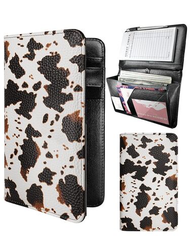 Server Book for Waitress Book with Zipper Pocket, 5x9 Leopard Magnetic Closure Server Wallet with Money Pocket and Zipper Pouch, Restaurant Waitstaff Organizer Fit Server Apron in Saudi Arabia