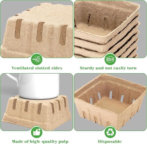 20 Pack Berry Basket, Natural Pulp Fiber Berry Baskets Vented Produce Containers Farmers, Fruit Strawberry Blueberry Raspberry Market Basket（1/2 Pint） in Kuwait