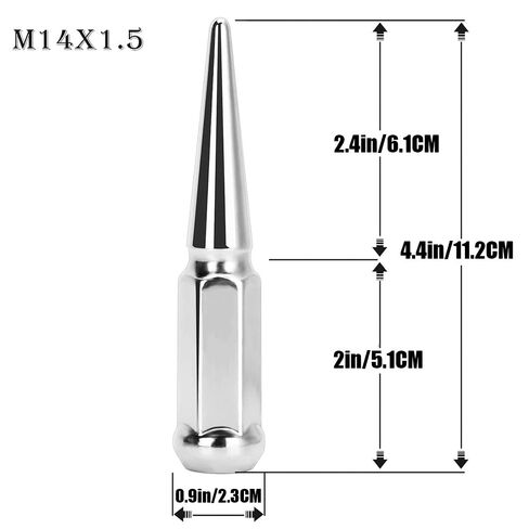 M14x1.5 Spike Lug Nuts for Silverado 1500, 24PCS Black 14x1.5 Wheel Lug Nuts for F150 Sierra 1500, 14mm x 1.5 Bulge Acorn Lug Nut with 1 Socket Key for Aftermarket Wheel (Silver) in Saudi Arabia