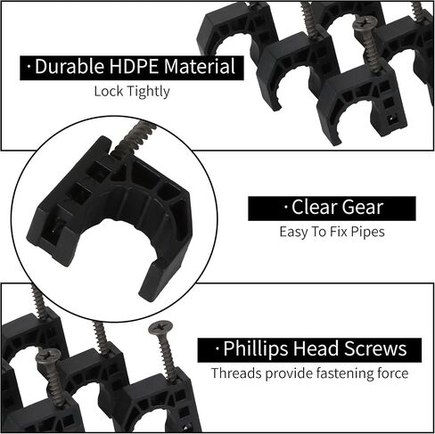 50 Pack 1/2" Half Clamps J-Hook with Screws, PEX Clips J-Clamp for Tubing Pipe Support J-Clips Tubing Fastener, Tube Talons for PEX, Copper, CPVC Tubing Connections, Black in Saudi Arabia