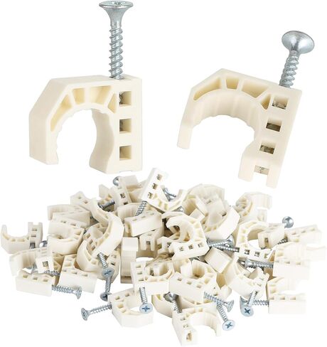 50 Pack 1/2" Half Clamps J-Hook with Screws, PEX Clips J-Clamp for Tubing Pipe Support J-Clips Tubing Fastener, Tube Talons for PEX, Copper, CPVC Tubing Connections, Black in Saudi Arabia