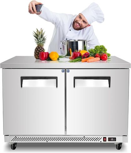 Kolice Commercial 48" Under Counter Chef Base Freezer,Freezer Worktop, Refrigerated Prep Station- ETL Certified, -8°F to 0°F, 2 Door for Restaurants, Canteens, Bars,Schools,Hotel in Kuwait