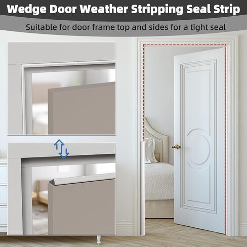 118" Wedge Weather Stripping Door Seal Strip for Door Frame & Window,Self Adhesive Window Insulation Draft Stopper Seal for Winter,Gray Foam Door Gap Filler for Soundproofing Light Blocker,White in Saudi Arabia
