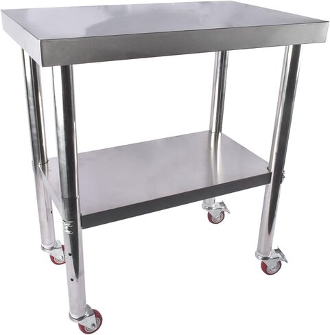 Stainless Steel Worktable Restaurant Kitchen Prep Table with Wheels 24" x 30" for Commercial & Home Mixizap in Saudi Arabia