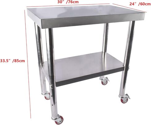 Stainless Steel Worktable Restaurant Kitchen Prep Table with Wheels 24" x 30" for Commercial & Home Mixizap in Saudi Arabia