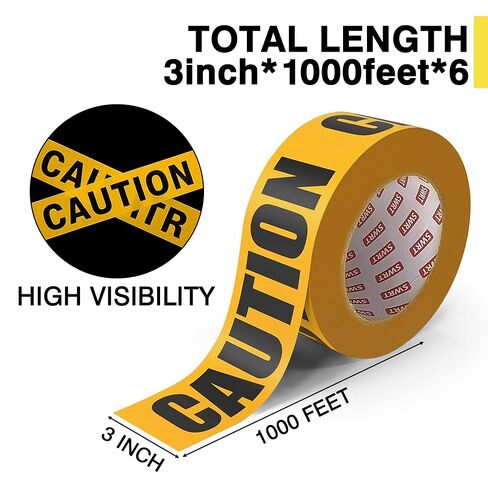 SWRT 1 Roll Premium Yellow Caution Tape for Maximum Readability, 3 Inch x 1000FT Bright Hazard Tape with Bold Black Text for Halloween Decor, Organge Construction Tape for Extremely Dangerous Area in Saudi Arabia