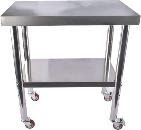 Stainless Steel Worktable Restaurant Kitchen Prep Table with Wheels 24" x 24" for Commercial & Home Mixizap in Saudi Arabia