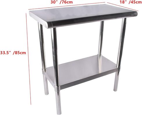 Stainless Steel Worktable Restaurant Kitchen Prep Table Without Wheels 30" x 18" for Commercial & Home Mixizap in Saudi Arabia