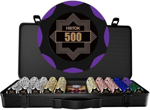 Clay Poker Chips Set, 300pcs 14 Gram Blank Chips with Durable Premium Carrying Case for Texas Holdem, Blackjack Gambling in Kuwait