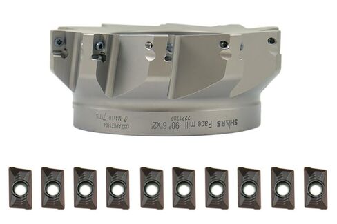 Shars 3" 90 Degree Square Shoulder Indexable Face Mill with 7 pcs APKT1604 Carbide Insert 404-1869W+404-6541(7) P[ in Kuwait