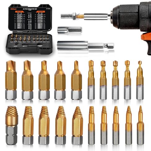 مجموعة مستخرج من المسمار 14 PCS ومجموعة بتات الحفر اليسرى ، سهلة الاستخراج المسمار المجردة مع المزامير الحلزونية من سبائك للتلف والتجميد والترصيع ، الصدأ ، البراغي المدورة ، المكسرات والمسامير in Kuwait