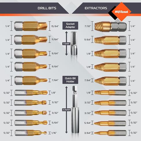 مجموعة مستخرج من المسمار 14 PCS ومجموعة بتات الحفر اليسرى ، سهلة الاستخراج المسمار المجردة مع المزامير الحلزونية من سبائك للتلف والتجميد والترصيع ، الصدأ ، البراغي المدورة ، المكسرات والمسامير in Kuwait