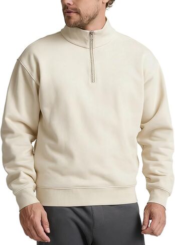 JIHUILAI Mens Quarter Zip Pullover Sweatshirt Mock Neck Long Sleeve Casual Lightweight Sweater with Pocket in Kuwait
