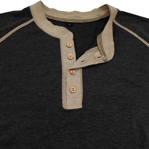 Mens Color Block Henley Sweatshirt Long Sleeve Crewneck Contrast Panel Breathable Base Layer for Fall Winter Work and Travel in Saudi Arabia