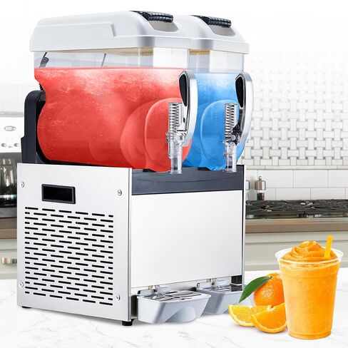 12L x 3 Commercial Slushy Machine 860W, Dual-Bowl Stainless Steel Frozen Drink Maker with Self-Cleaning, for Margaritas, Ice Cream, Snow Cones - Ideal for Home, Coffee Shop, Restaurant in Saudi Arabia